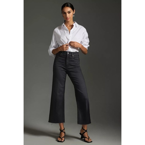 NWT Paige Anessa Wide Leg Ankle Jeans Black Lotus 31 - Picture 12 of 15